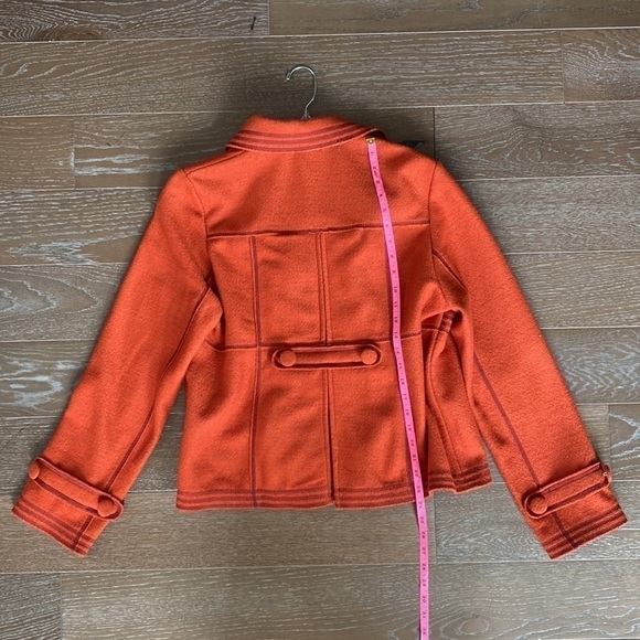 Robert Louis Fall Wool Blend Pea Coat | Orange | L - Picture 4 of 6